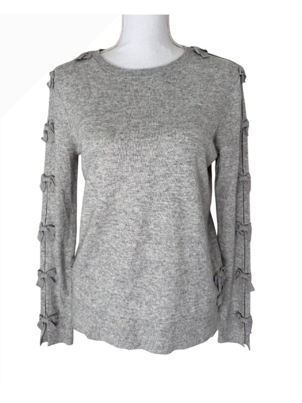 Ted Baker Top Size Small Sakarie Bow-Sleeve Sweater Wool Cashmere Blend Grey